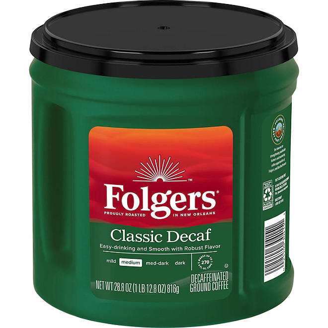 CÀ PHÊ RANG KIỂU CỔ ĐIỂN ĐÃ KHỬ CAFFEIN FOLGERS DECAFFEINATED