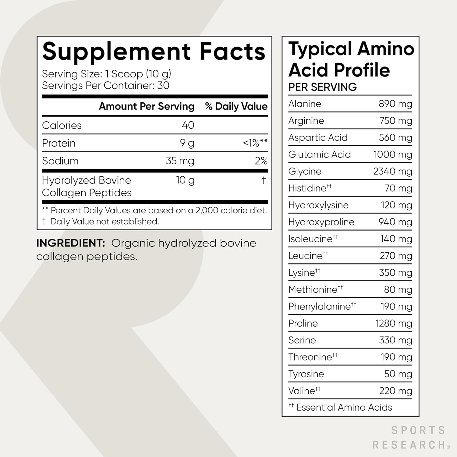 BỘT PROTEIN COLLAGEN THỦY PHÂN LOẠI I & III KHÔNG HƯƠNG VỊ - SPORTS RESEARCH  ORGANIC COLLAGEN PEPTIDES - HYDROLYZED TYPE I & III COLLAGEN PROTEIN POWDER,  UNFLAVORED, 300G Thích Xài Hàng Mỹ