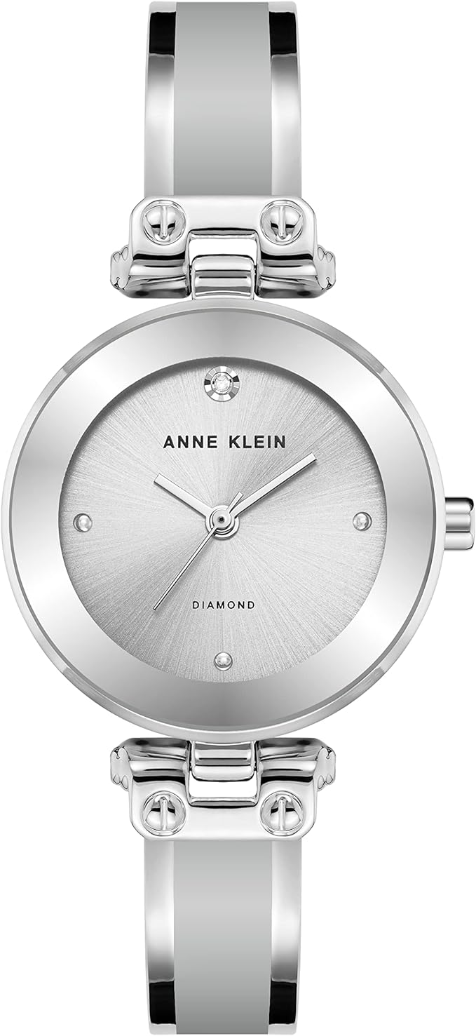 ĐỒNG HỒ ĐEO TAY NỮ MẶT KIM CƯƠNG MÀU BẠC ANNE KLEIN WOMEN'S GENUINE DIAMOND DIAL BANGLE WATCH