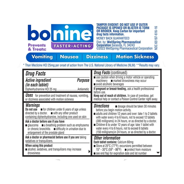 Bonine Faster Acting Nausea Dizziness and Motion Sickness Relief