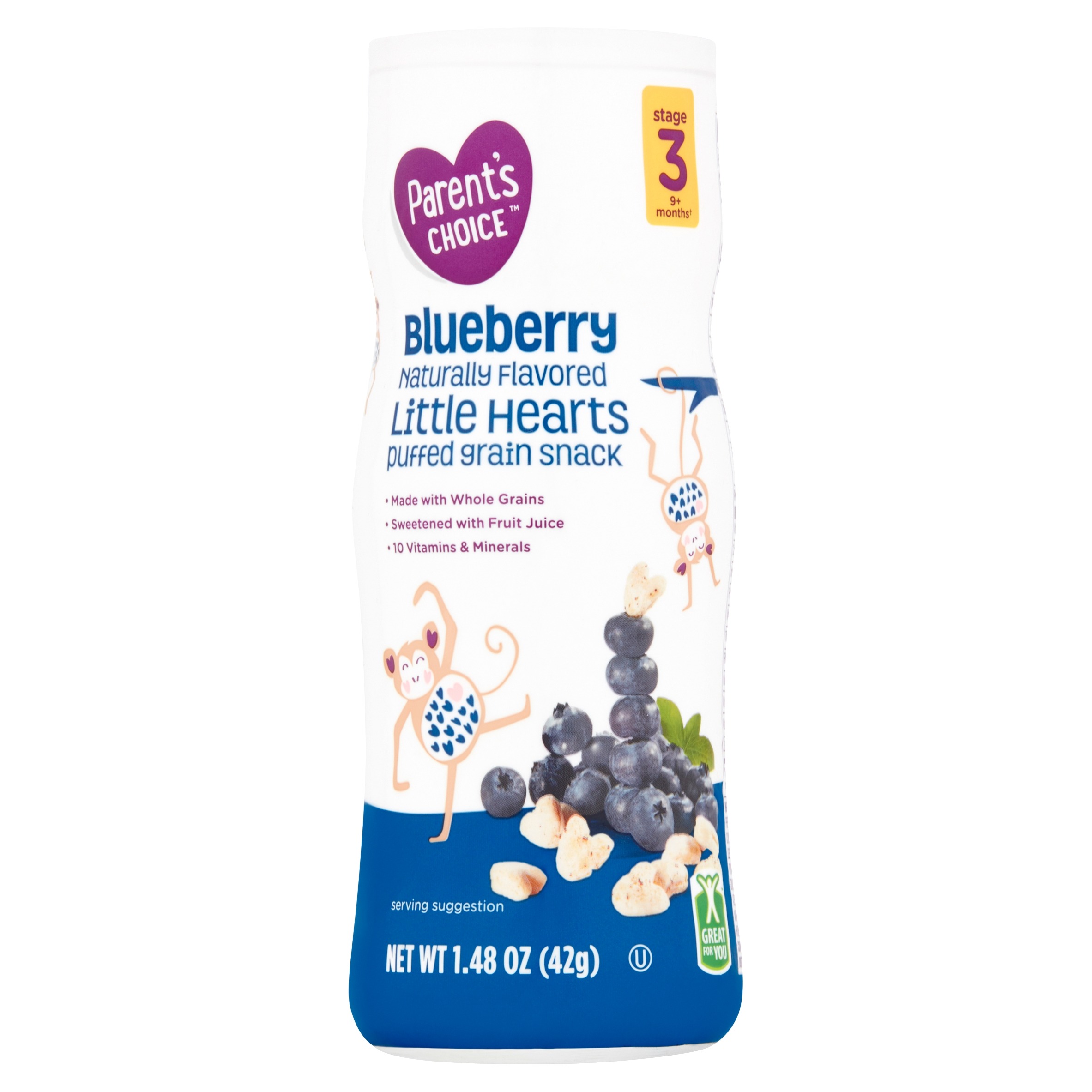 BÁNH ĂN DẶM CHO BÉ TRÊN 9 THÁNG VỊ VIỆT QUỐC PERENT'S CHOICE LITTLE PUFFS, STAGE 3, BLUEBERRY CEREAL SNACK