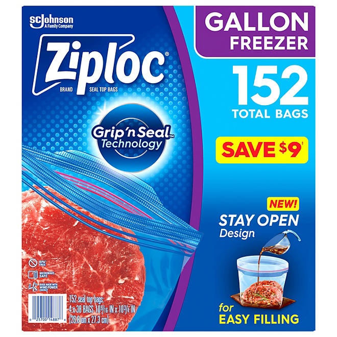 Ziploc Double Zipper Snack Sandwich Freezer Variety 347 Bags Food Quart  Gallon
