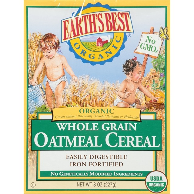 NGŨ CỐC YẾN MẠCH CHO TRẺ SƠ SINH - EARTH'S BEST ORGANIC STAGE 1 OATMEAL INFANT BABY CEREAL, 8 OZ BOX