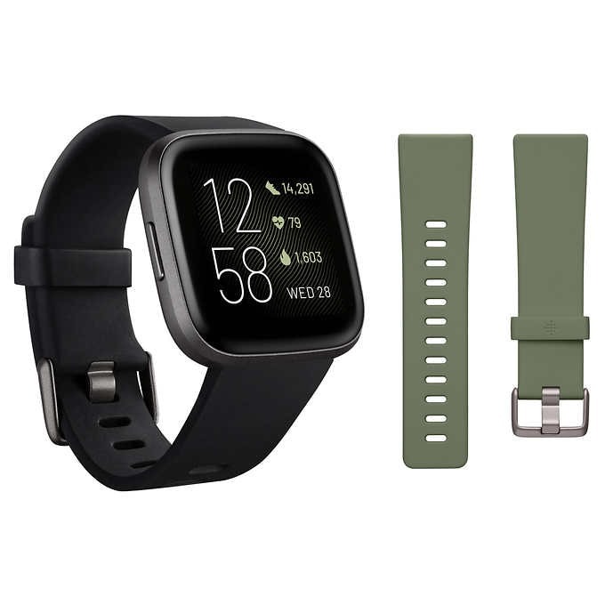 ĐỒNG HỒ THÔNG MINH FITBIT VERSA 2 BUNDLE, BLACK Thích Xài Hàng Mỹ