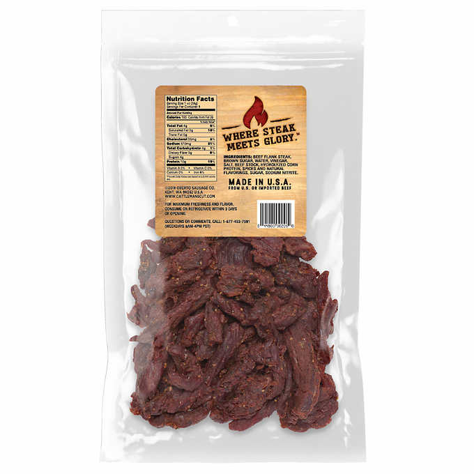 KHÔ BÒ SƯỜN CẮT LÁT CATTLEMANS'S CUT FLANK STEAK BEEF JERKY, TEXAL STYLE, 9 OZ Thích Xài Hàng Mỹ