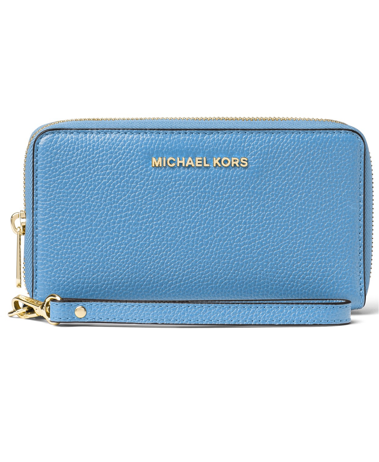 VÍ CẦM TAY MICHAEL KORS MERCER LEATHER MULTI FUNCTION PHONE WRISTLET, SOUTH  PACIFIC / GOLD Thích Xài Hàng Mỹ