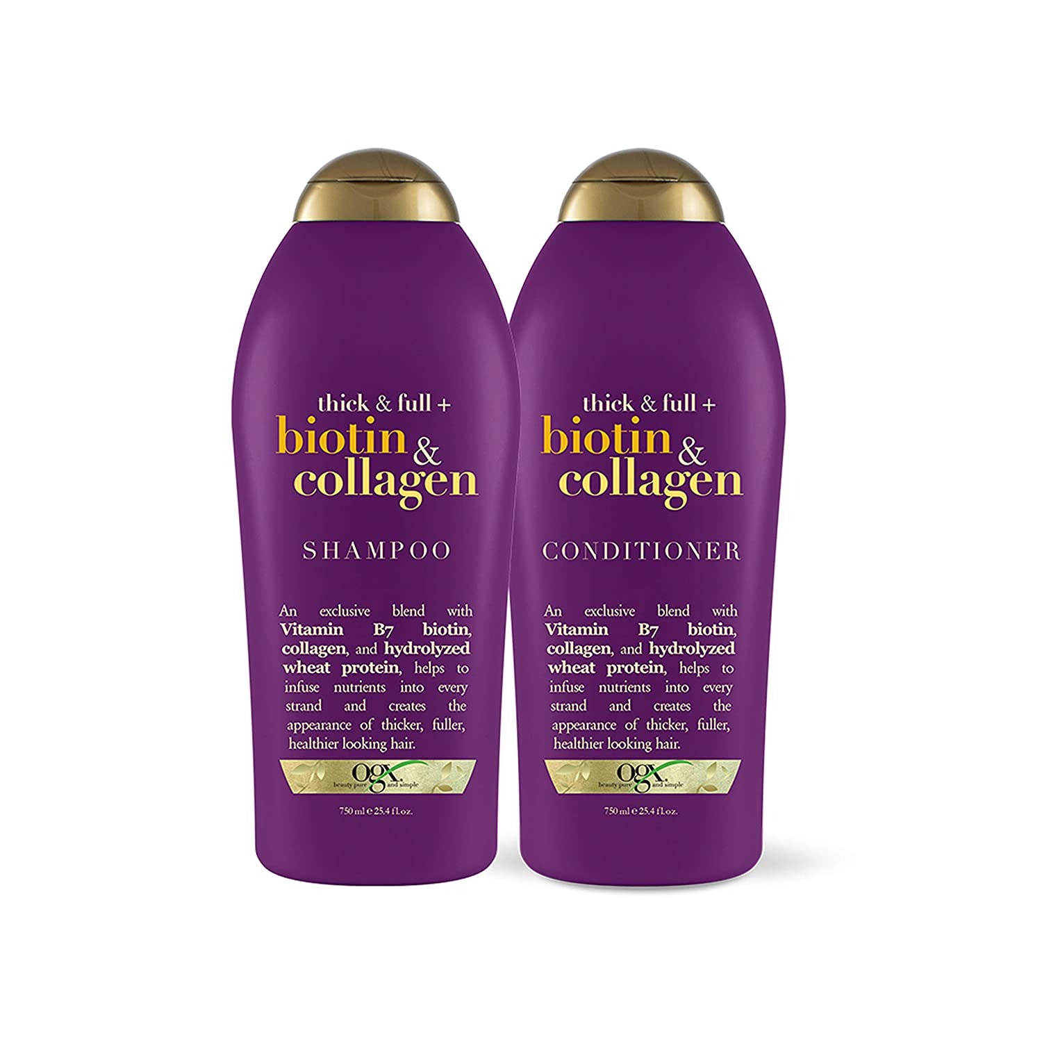 DẦU GỘI & DẦU XẢ OGX THICK & FULL + BIOTIN & COLLAGEN SHAMPOO & CONDITIONER, 750 ML Thích Xài