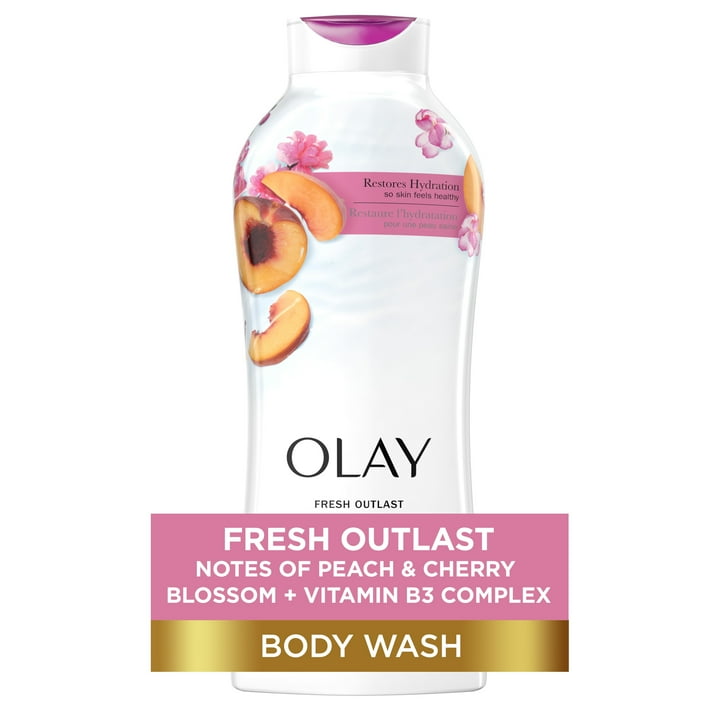 SỮA TẮM DƯỠNG ẨM HƯƠNG ĐÀO VÀ HOA ANH ĐÀO - OLAY FRESH OUTLAST BODY WASH, WITH NOTES OF PEACH AND CHERRY BLOSSOM, FOE ALL SKIN TYPES, 22 OZ2 OZ