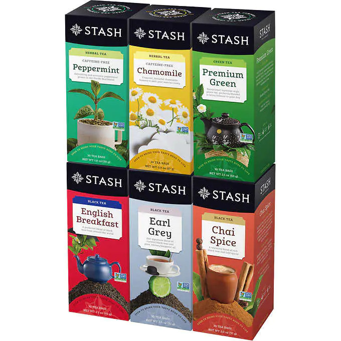 Trà Gói Thảo Dược Đa Dạng Mùi Vị Stash Tea, Variety Pack, (180 Gói ) Thích  Xài Hàng Mỹ