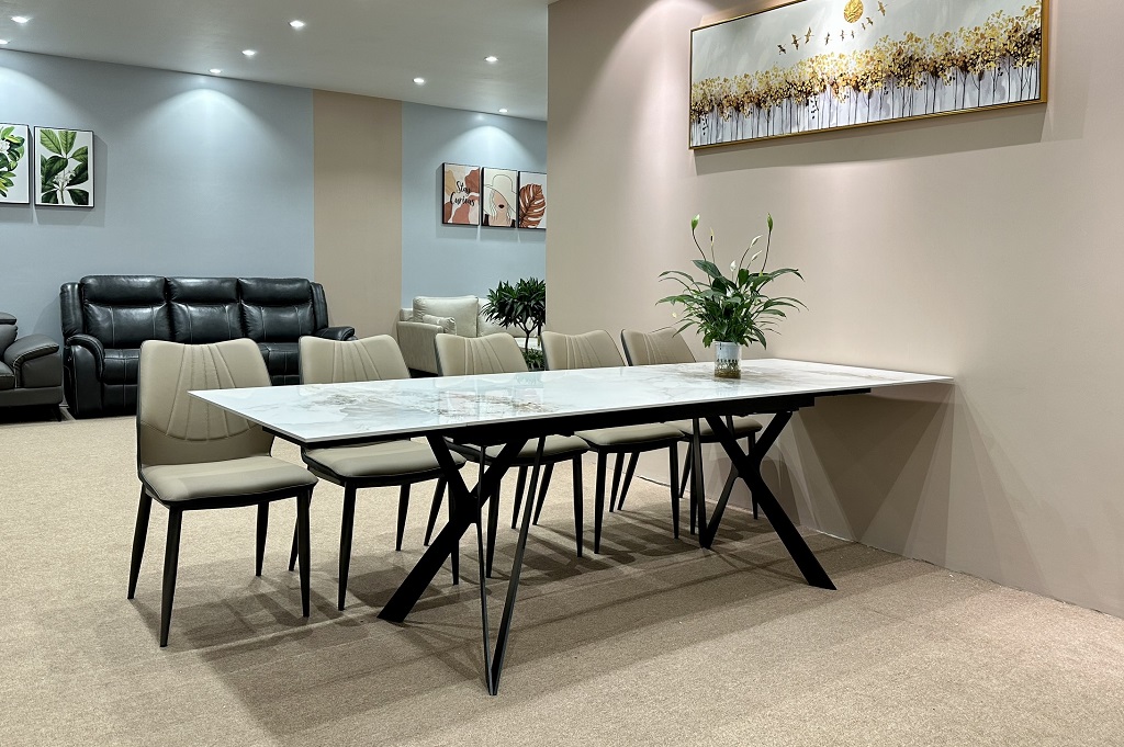 Bàn Ăn Mặt Đá Kéo Dài 10 Ghế Nhập Khẩu 1006S