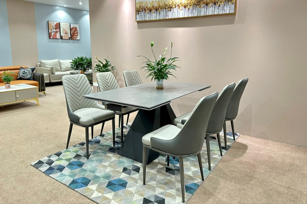 Bàn Ăn Mặt Đá Kéo Dài Thông Minh 6 Ghế 1015S