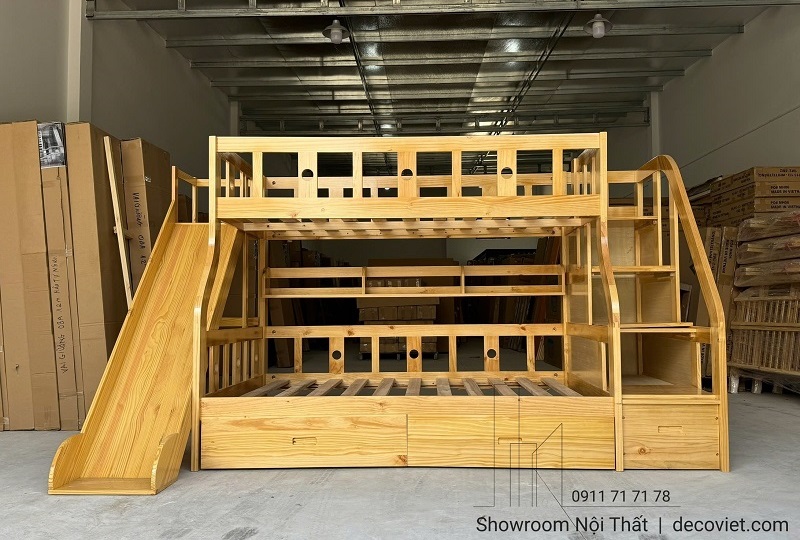 Giường Tầng Gỗ Trẻ Em Có Cầu Trượt