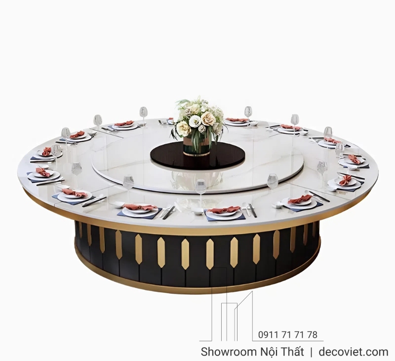 bàn ăn tròn có bếp lẩu cho phòng ăn đẹp