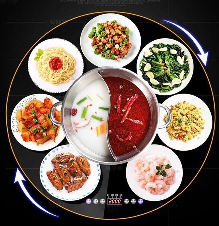 bàn ăn có bếp từ cho nhà phố sang trọng