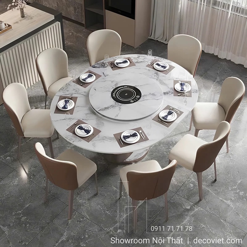 bàn ăn có bếp từ âm mặt đá cao cấp