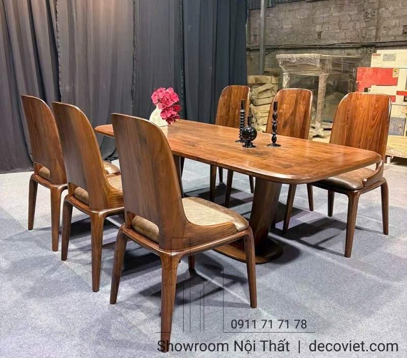 bàn ăn gỗ óc chó 6 ghế cao cấp