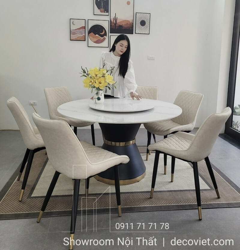 Bàn ăn tròn 6 ghế 1,3m