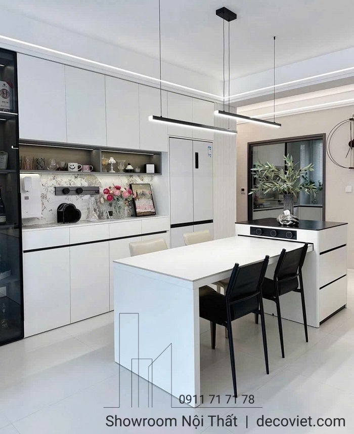bàn ăn kết hợp đảo bếp thông minh