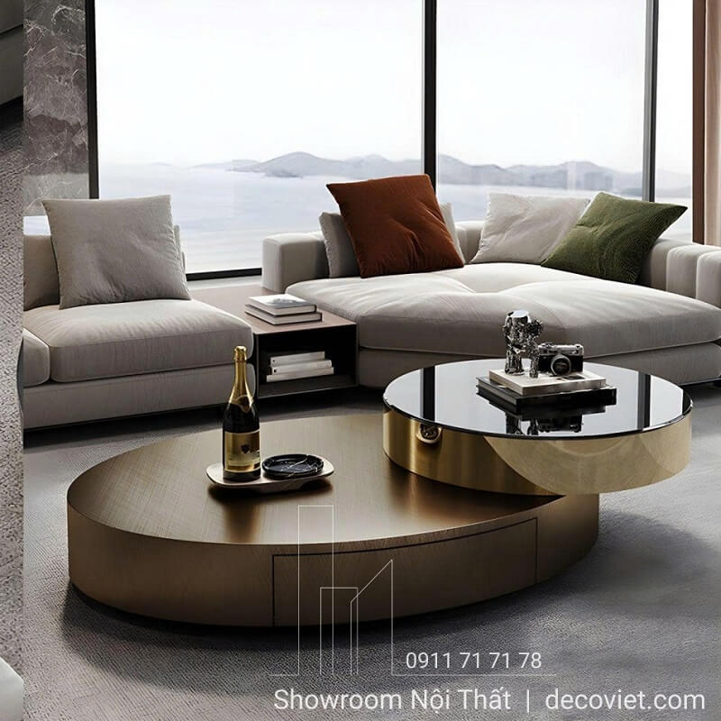 Bàn trà inox cao cấp bề mặt sáng bóng, sang trọng