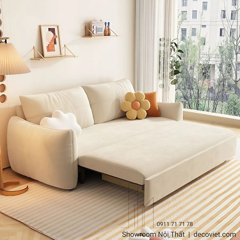 sofa bed mở ra thành giường ngủ tiện lợi trong căn hộ nhỏ