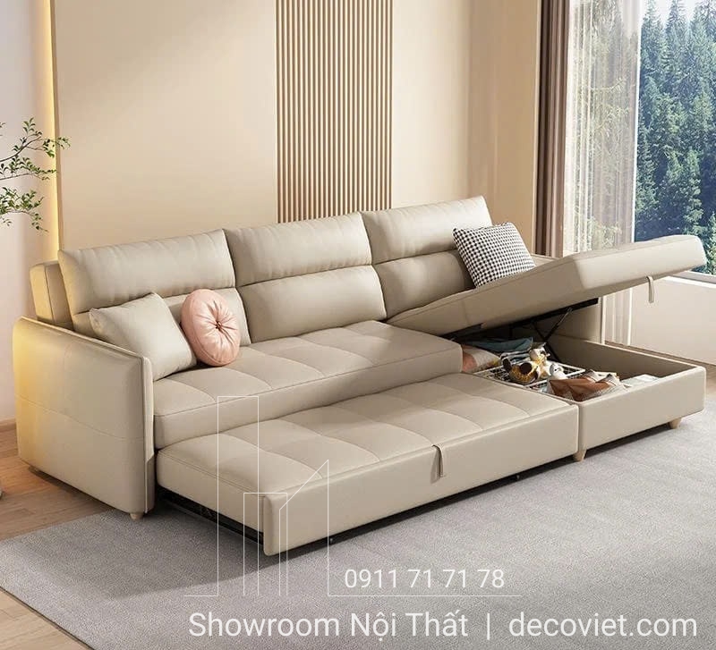 sofa giường đặt sát tường giúp tiết kiệm diện tích hiệu quả