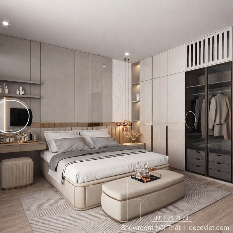 Giường ngủ bọc nệm êm ái phong cách Hàn Quốc