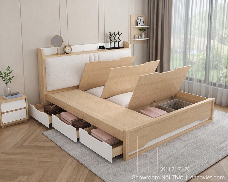 Giường ngủ gỗ MDF phủ melamine chống trầy