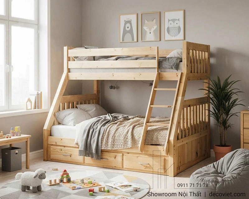 Mẫu giường tầng gỗ đẹp cho phòng trẻ em