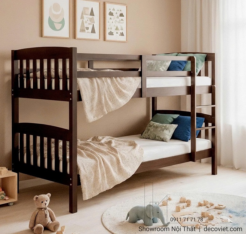 Giường tầng gỗ thông xuất khẩu, khung dày, bền chắc