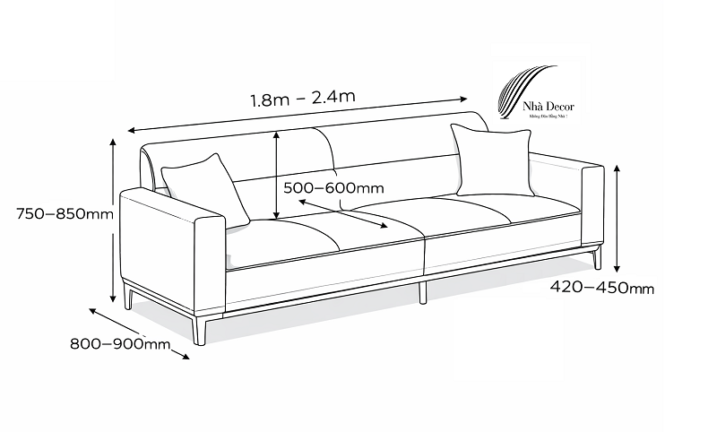 kích thước ghế sofa băng tiêu chuẩn