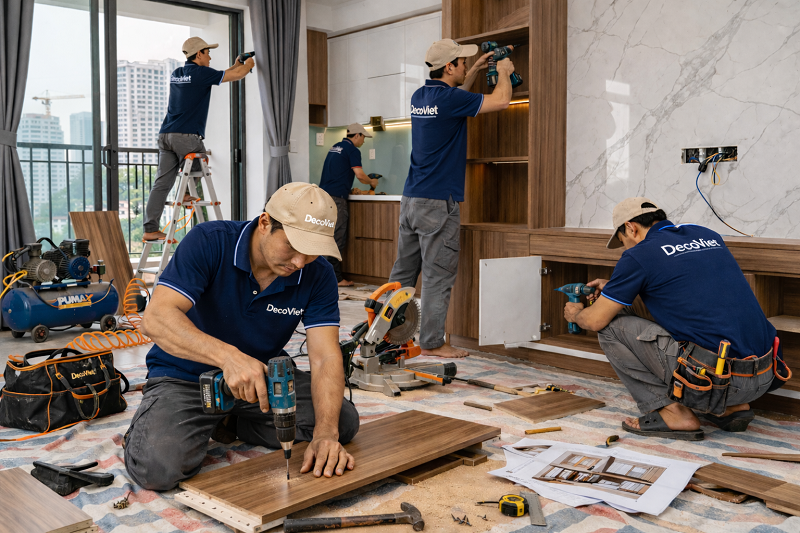 thời gian thi công nội thất trọn gói thực tế 