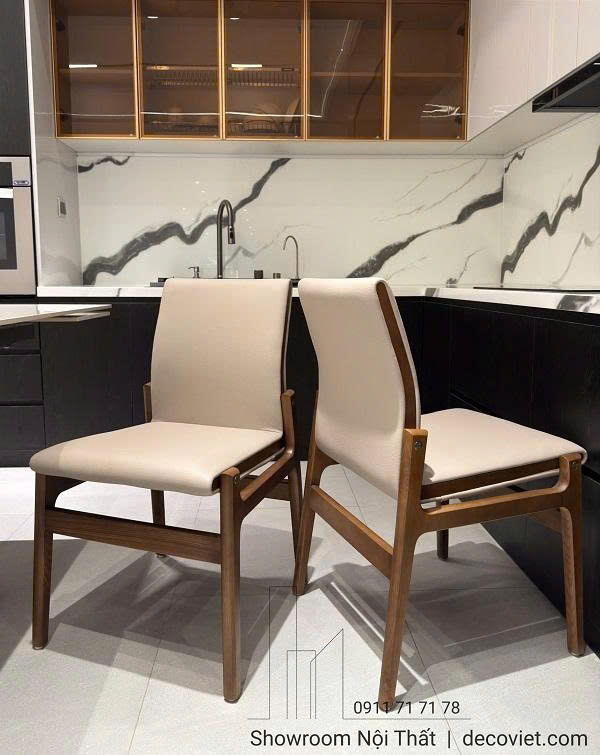 ghế ăn chân gỗ bọc da cao cấp hiện đại
