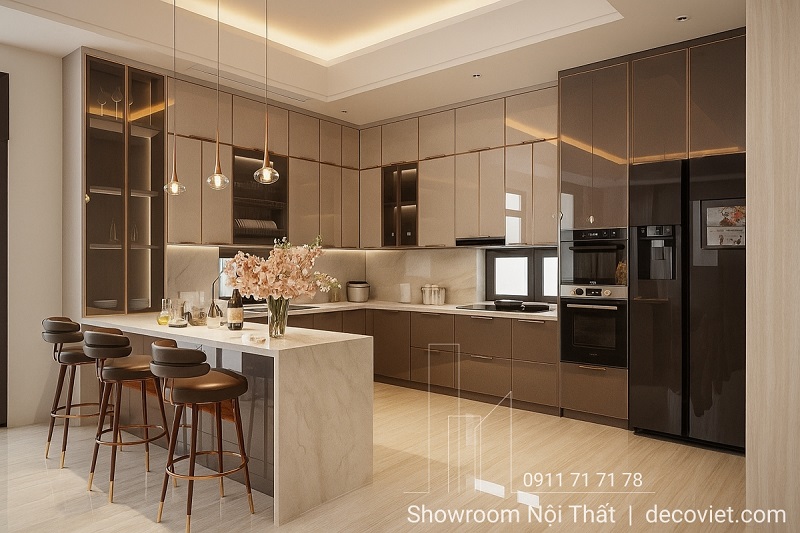 Mẫu tủ bếp gỗ công nghiệp thiết kế riêng cho không gian