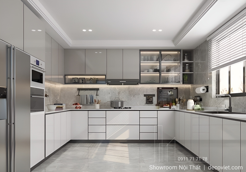tủ bếp chữ u cao cấp sang trọng