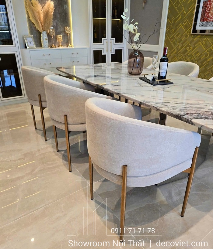 Bộ bàn ăn 6 ghế phong cách hiện đại mặt đá nhập khẩu