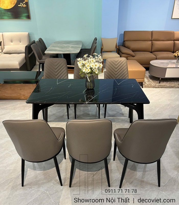bàn ăn 6 ghế mặt đá giá rẻ 2790S phù hợp căn hộ, nhà phố