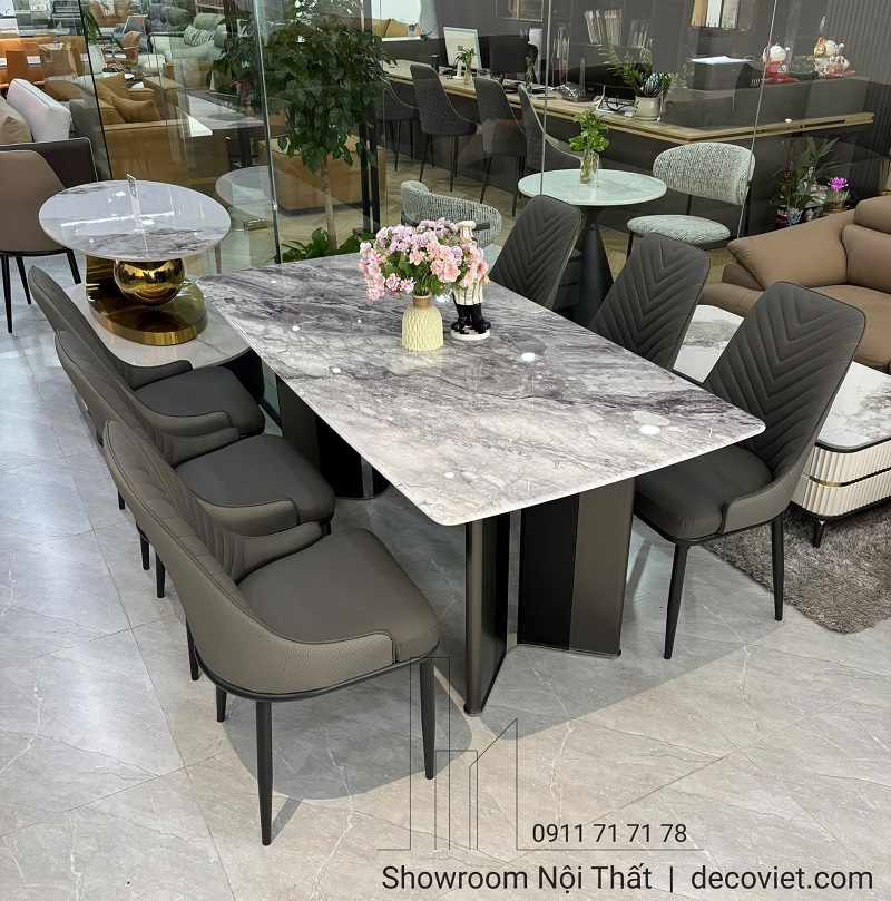 Bộ bàn ăn mặt đá cẩm thạch tự nhiên 2897S sang trọng gọn đẹp dễ vệ sinh