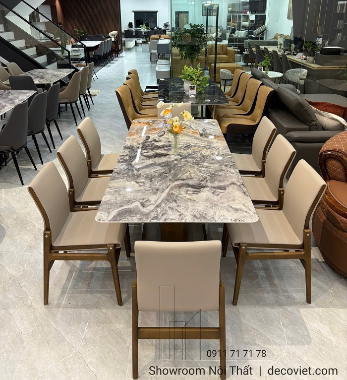 Bộ bàn ăn 8 ghế gỗ sồi Nga cao cấp cho phòng ăn gia đình