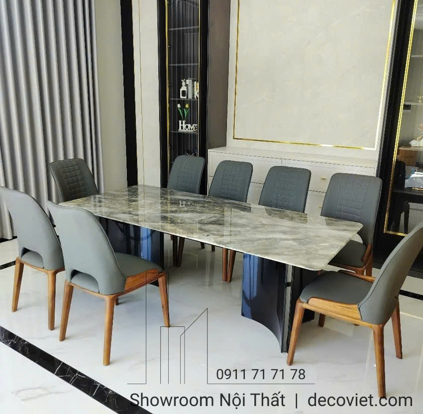 Bàn Ăn Mặt Đá Cẩm Thạch 8 Ghế 2394S