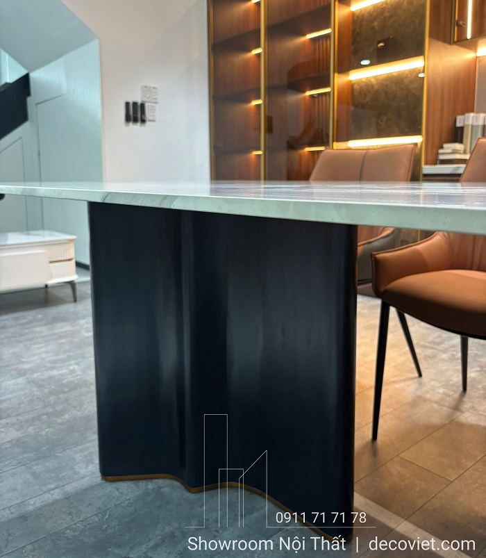 Nội thất bàn ăn cao cấp phong cách luxury với 8 ghế bọc da