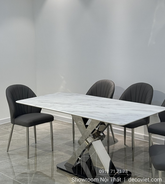 Bàn ăn 6 ghế cao cấp chân inox nhập khẩu bền đẹp