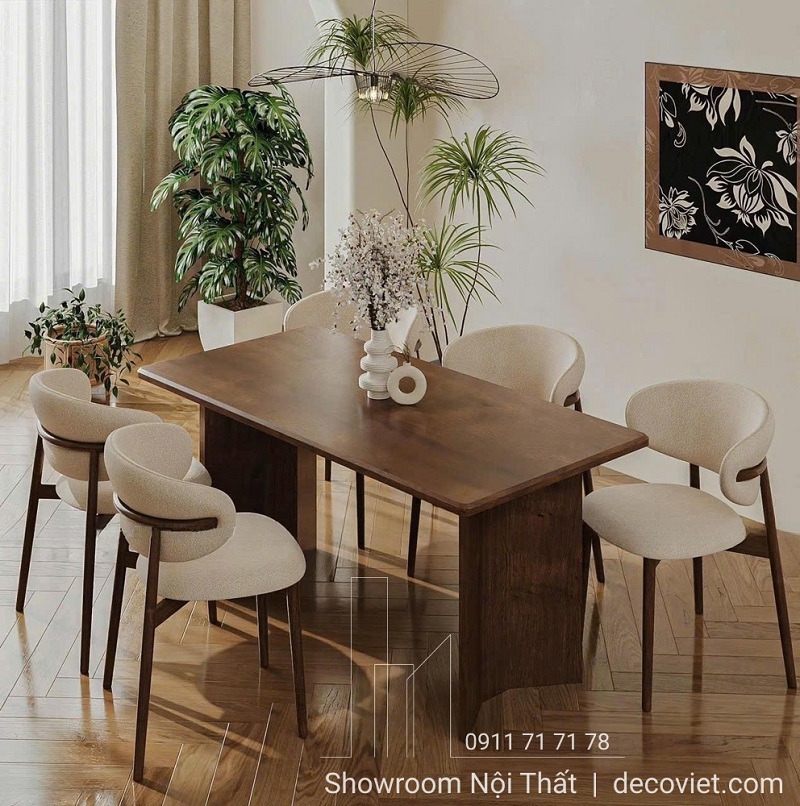 Bàn Ăn Gỗ Đẹp Hiện Đại 4 Ghế 2708S