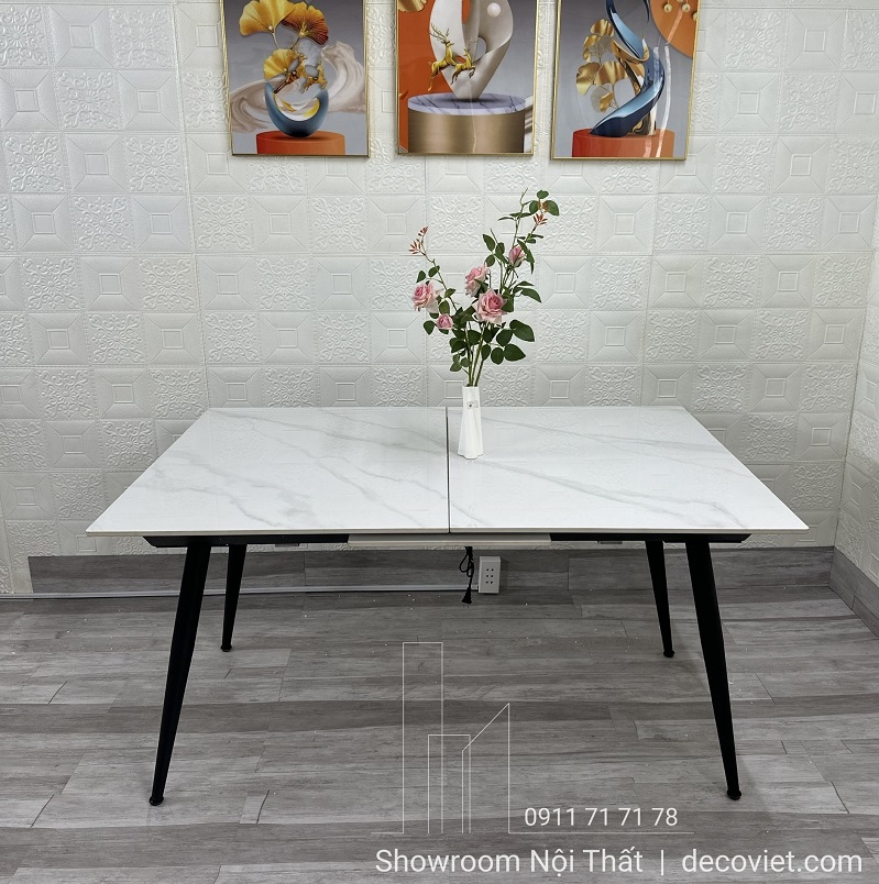 Bàn ăn thông minh 2658S mặt đá, dễ thu gọn và mở rộng linh hoạt