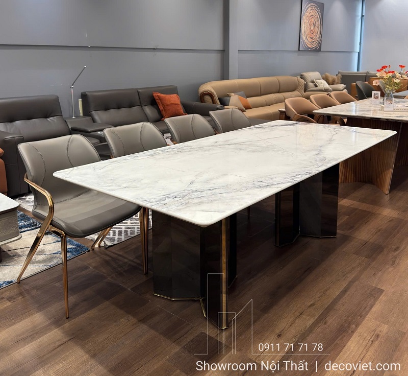 Bàn ăn mặt đá 8 ghế phù hợp nhà phố biệt thự