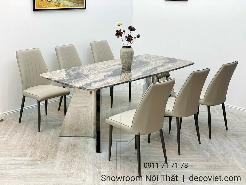 bộ bàn ăn 6 ghế mặt đá cẩm thạch cao cấp