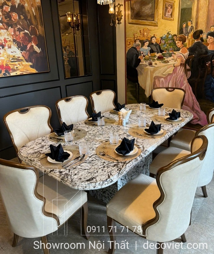bàn ăn 8 ghế tân cổ điển