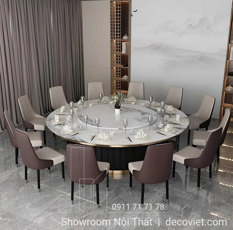 bộ bàn ăn tròn 20 người mặt đá hiện đại tại Nhà Decor