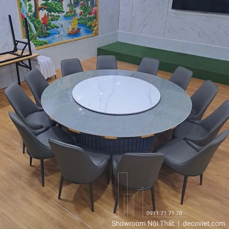 bộ bàn ăn tròn cao cấp 12 người hiện đại