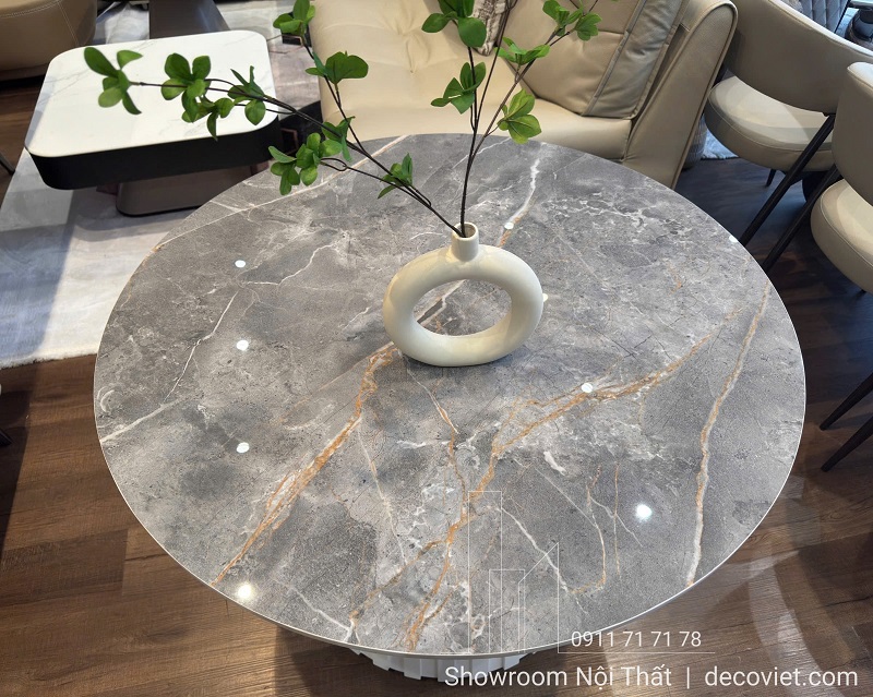 Mặt đá bàn ăn tròn 1m đẹp cao cấp, dễ vệ sinh