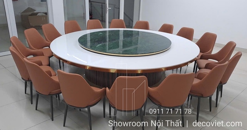 bàn ăn tròn mặt đá 18 ghế
